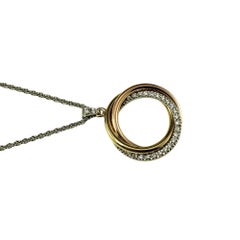 18 Karat Tricolor Gold Diamond Interlocking Circle Pendant Necklace #16117