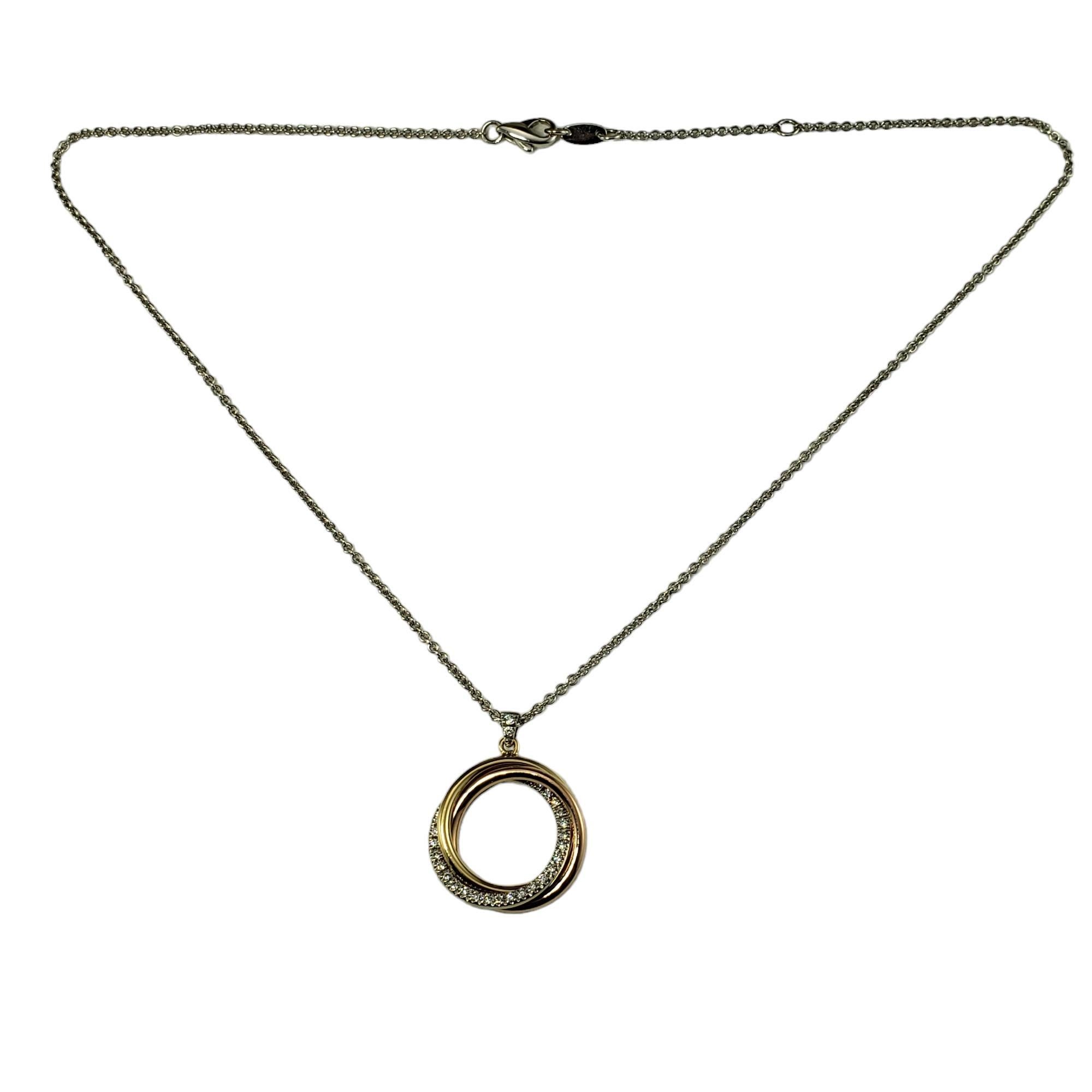 18 Karat Tricolor Gold Diamond Interlocking Circle Pendant Necklace #16117 In Good Condition In Washington Depot, CT