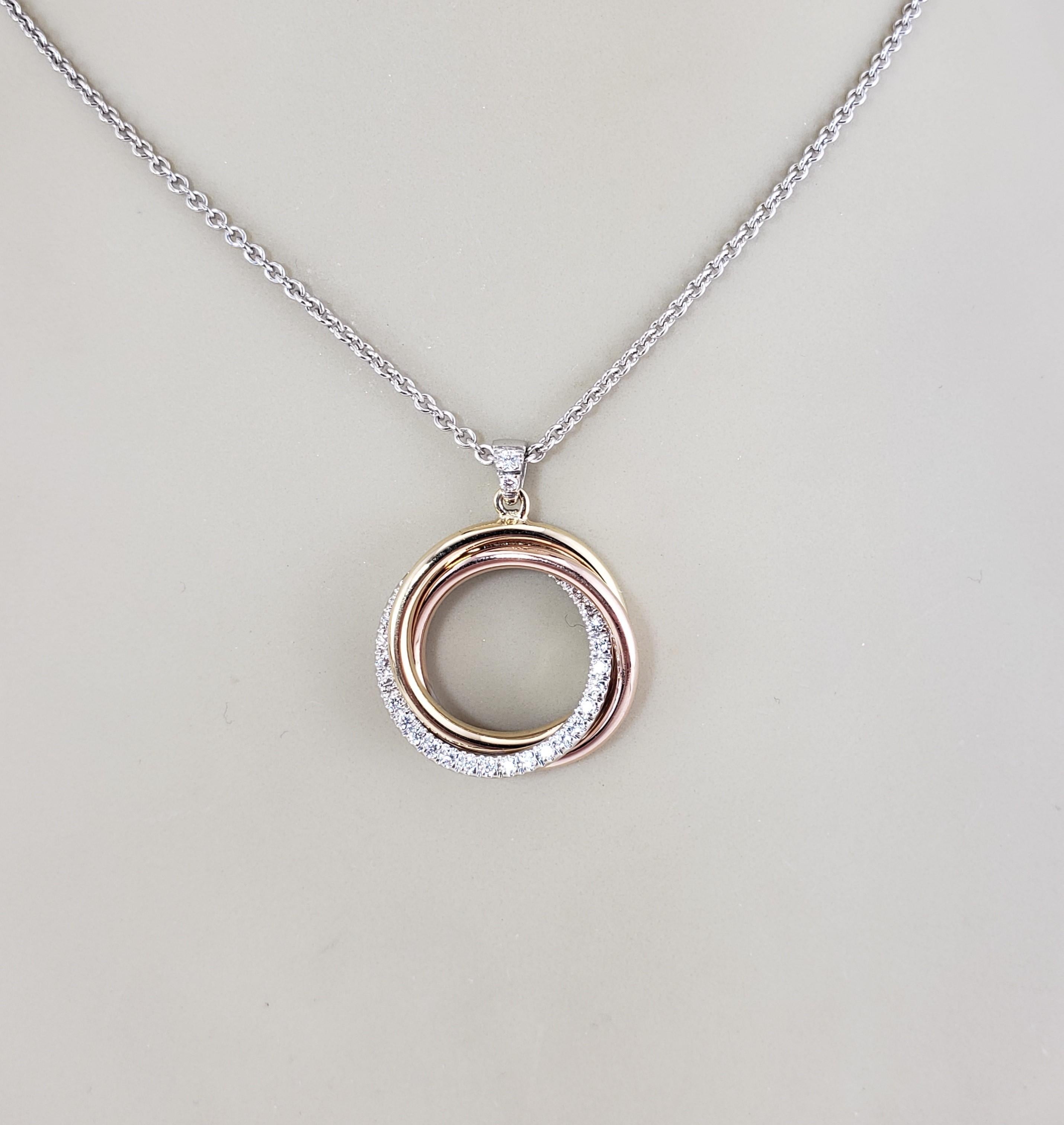 18 Karat Tricolor Gold Diamond Interlocking Circle Pendant Necklace #16117 2
