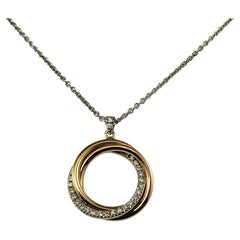 18 Karat Tricolor Gold Diamond Interlocking Circle Pendant Necklace #16117