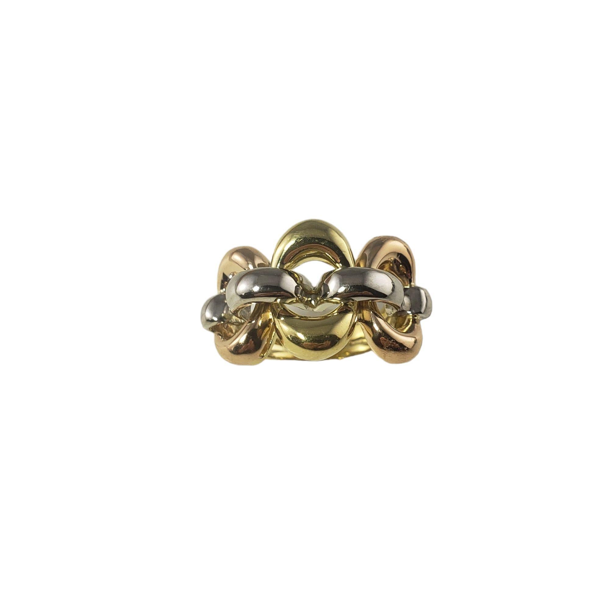 18 Karat Tricolor Gold Link Ring In Good Condition For Sale In Washington Depot, CT