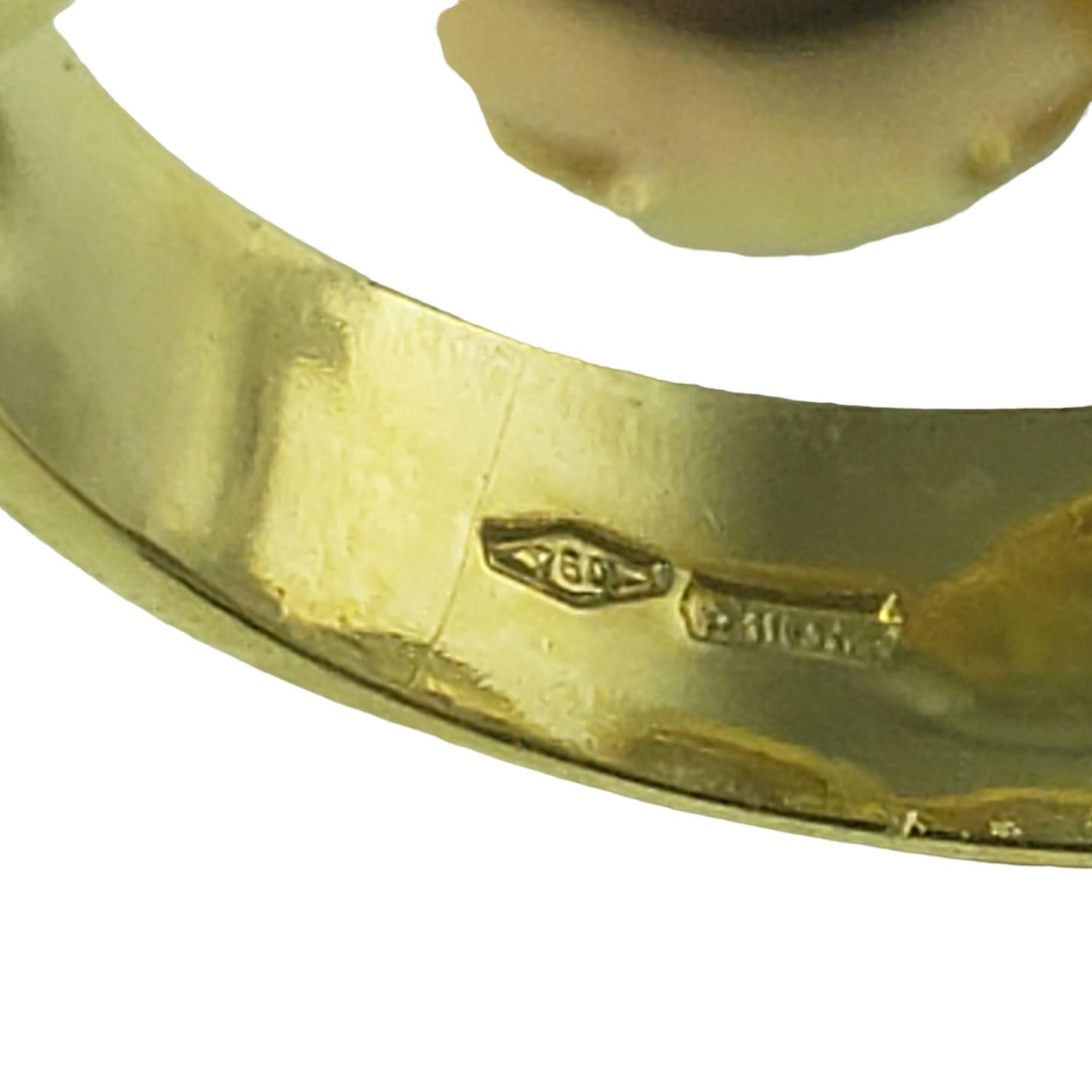 18 Karat Tricolor Gold Link Ring For Sale 2