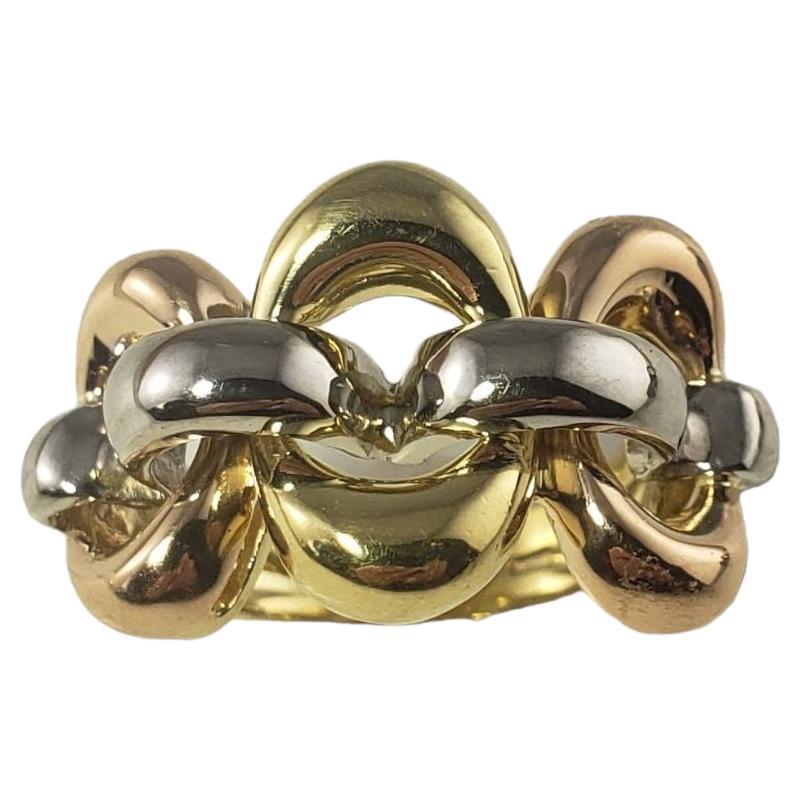 18 Karat Tricolor Gold Link Ring For Sale