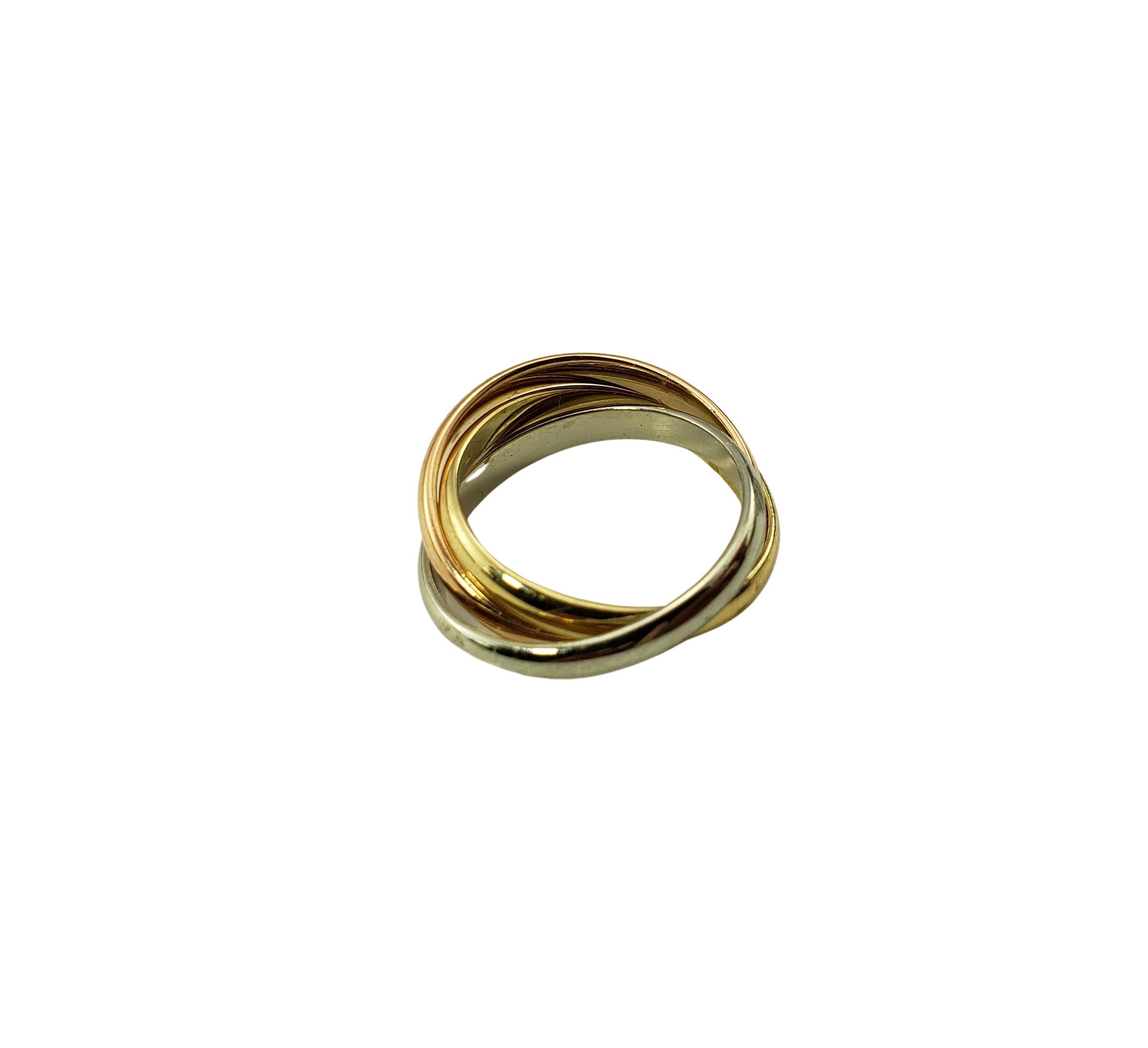 18 Karat Tricolor Rolling Ring Size 6 For Sale 1