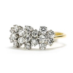 18 Karat Triple Daisy Flower Cluster Diamond Est. 1.20 Carat Ring