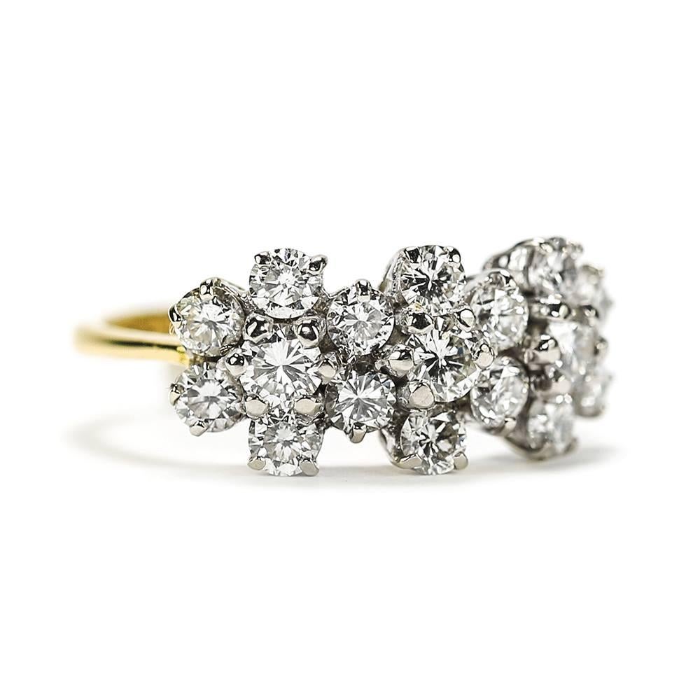 3 flower cluster diamond ring
