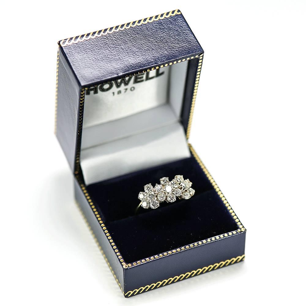 18 Karat Triple Daisy Flower Cluster Diamond Est. 1.20 Carat Ring 1