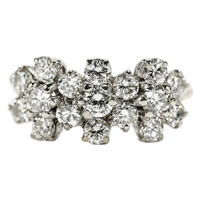 18 Karat Triple Daisy Flower Cluster Diamond Est. 1.20 Carat Ring