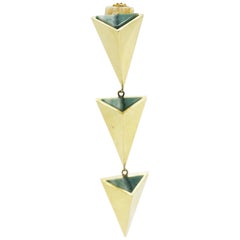 18 Karat Triple Pyramid Chalcedony Inlay Drop Earring and Stud Set