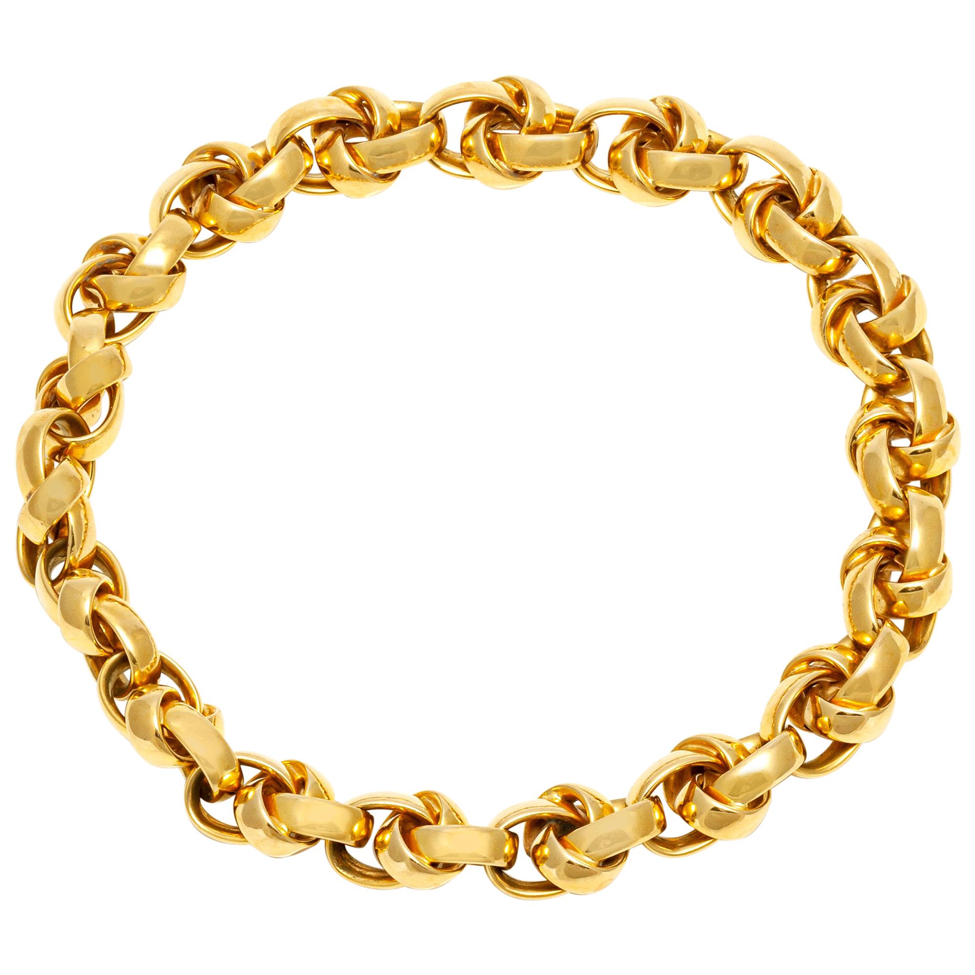 18 Karat Tripling Link Gold Choker Necklace