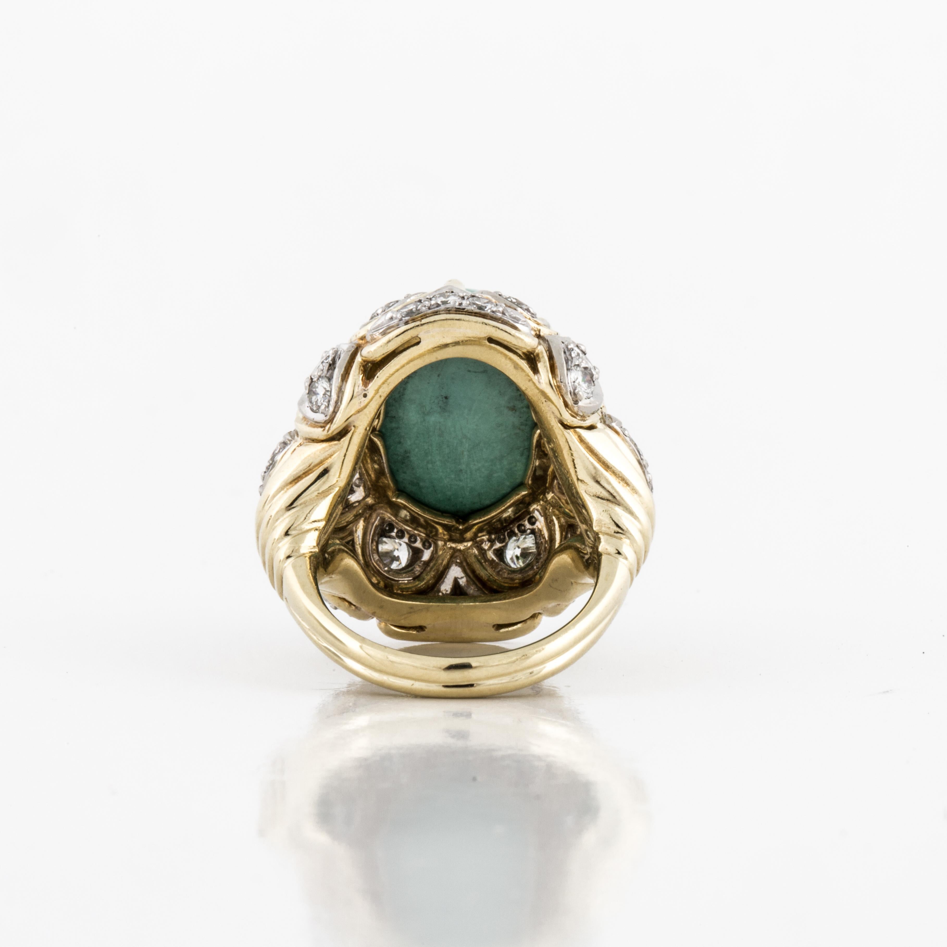 Women's Turquoise Diamond Ring in 18K Gold For Sale
