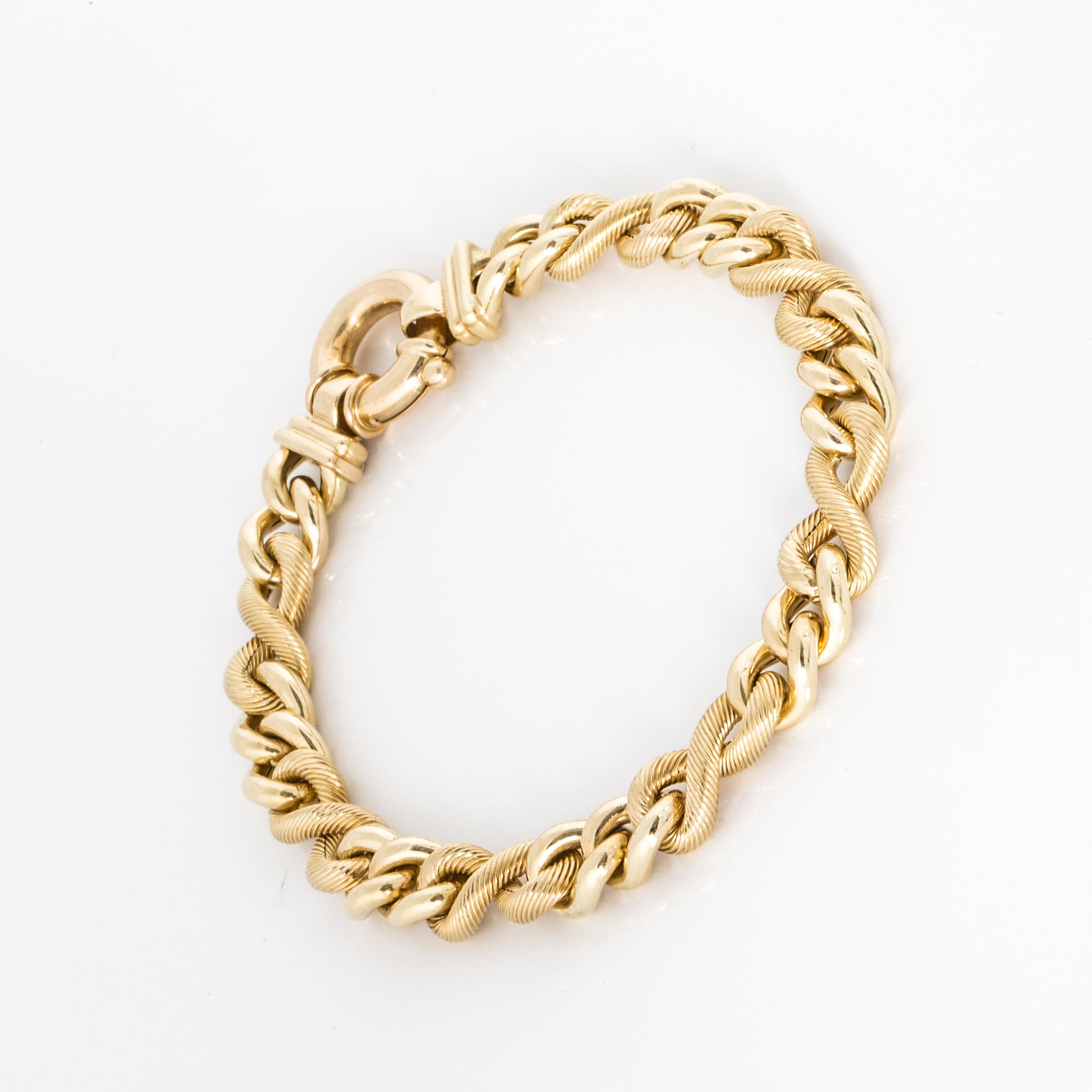 Women's or Men's 18 Karat Twisted Link Bracelet
