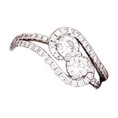 18 Karat Two-Diamond Swirl Ring White Gold
