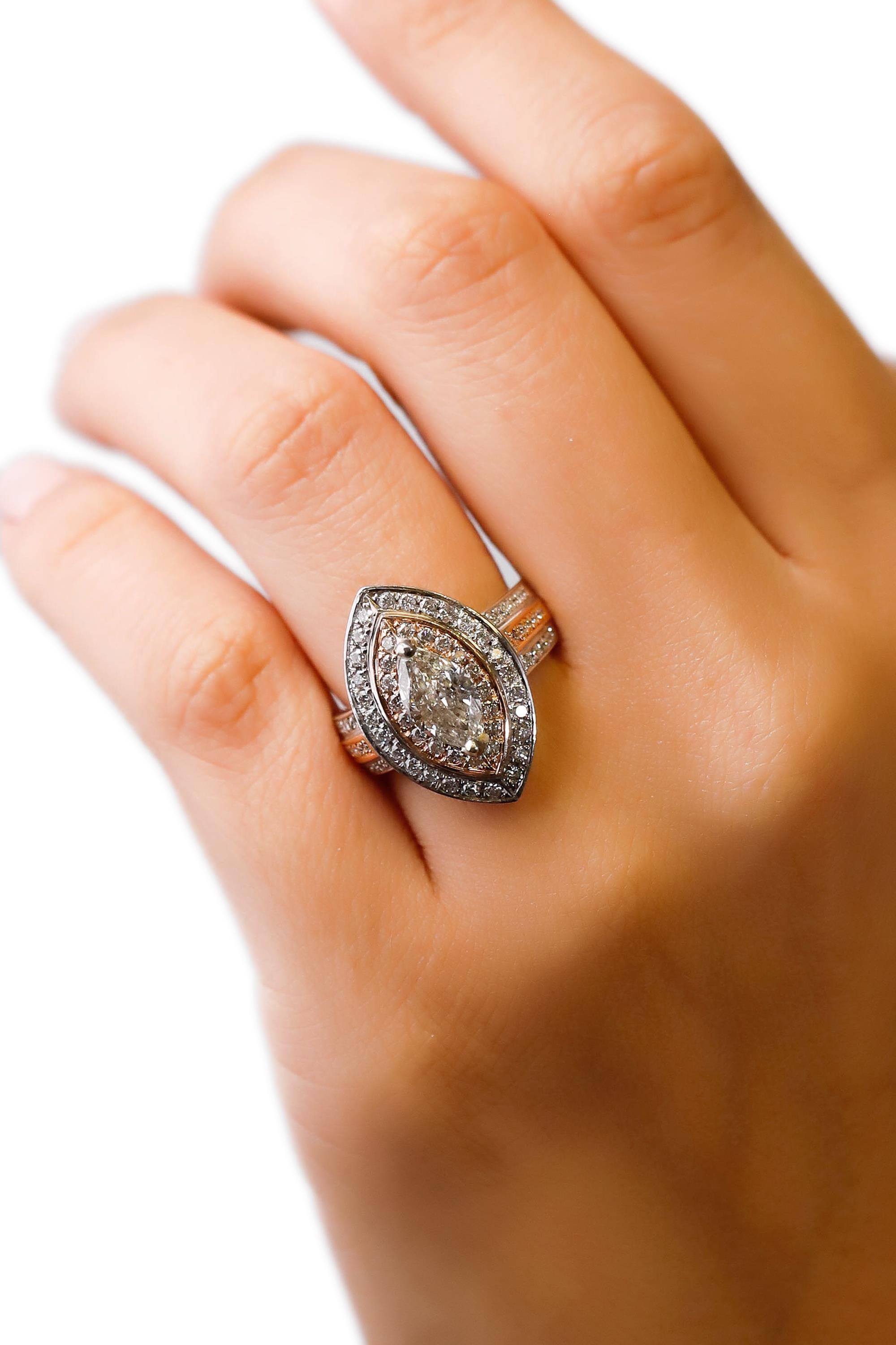 two tone marquise engagement rings