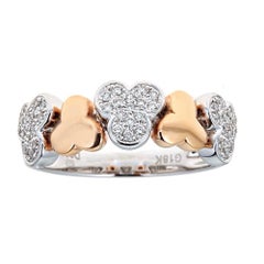 1/4 TCW Diamond Accent Three Petal Flower Cocktail Band Ring 18k Gold