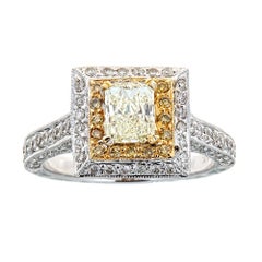 2.15 TCW Radiant Cut G VS Diamond  Engagement Ring 18k Two-tone Gold