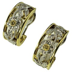 18 Karat Two Tone Gold and Diamond Earrings #15234