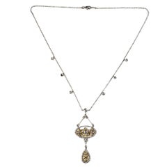 18 Karat Two Tone Gold and Diamond Pendant Necklace