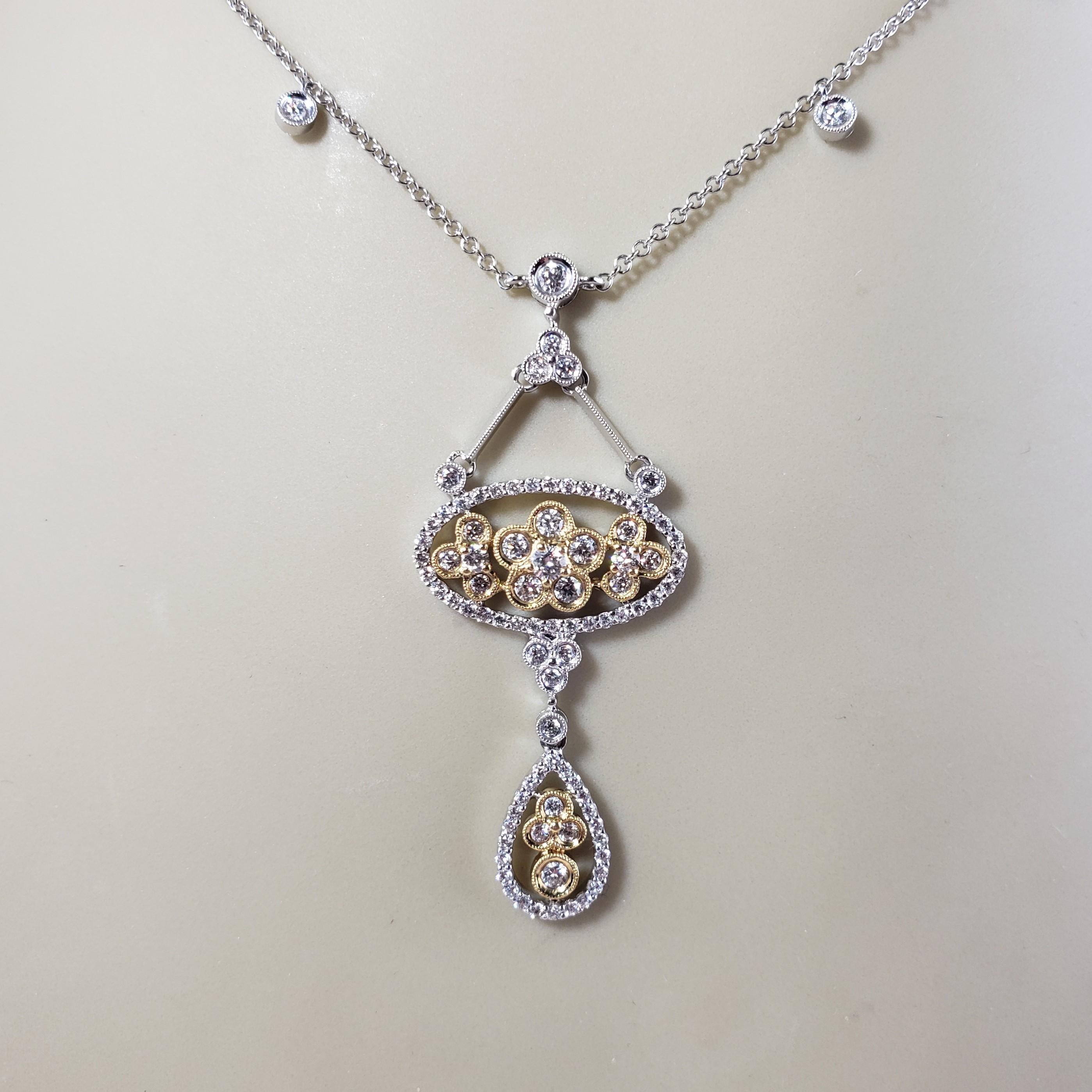 18 Karat Two Tone Gold and Diamond Pendant Necklace For Sale 2
