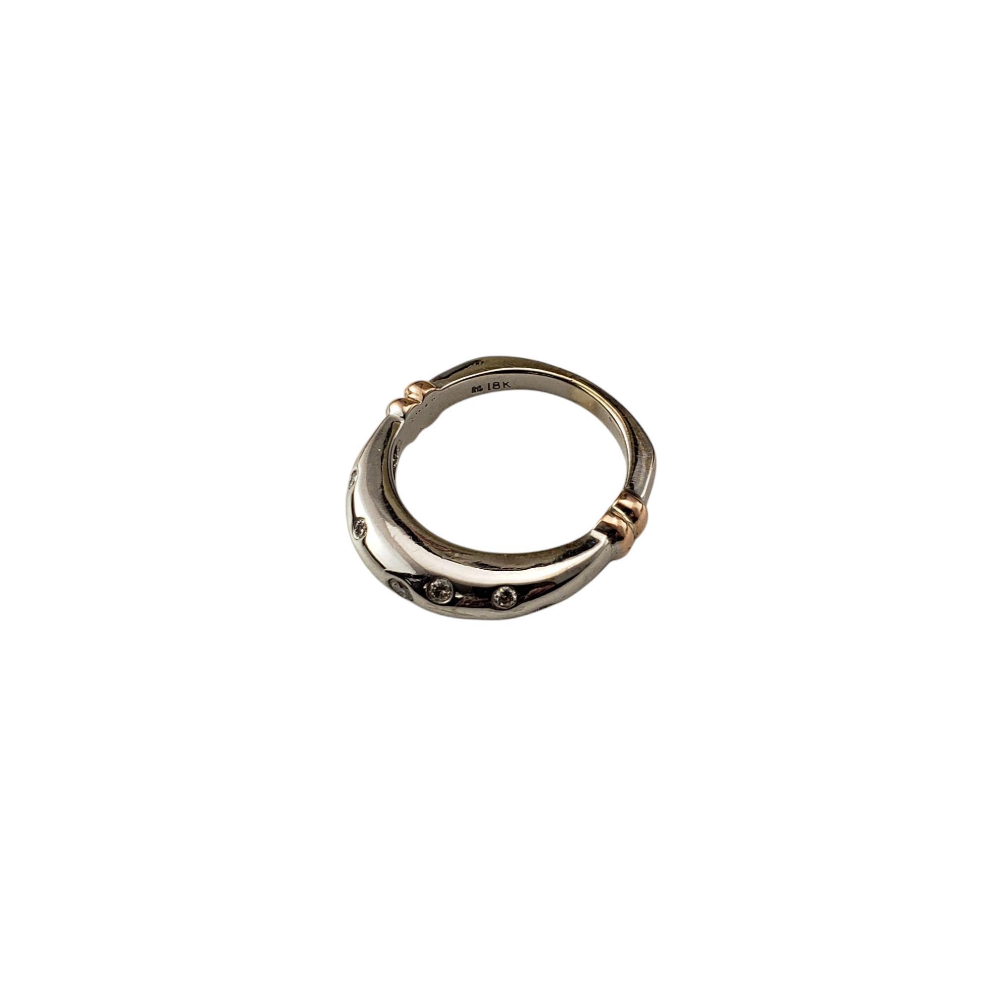 Contemporary 18 Karat Two Tone Gold and Diamond Ring Size 6.25 #20977 For Sale