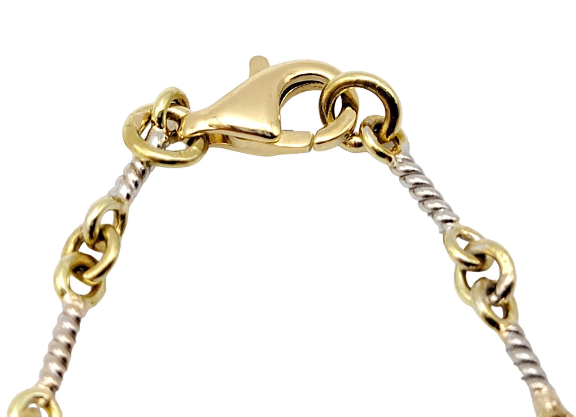 Collier à maillons en or bicolore 18 carats avec pendentif en forme de « X » en diamants pavés en vente 4
