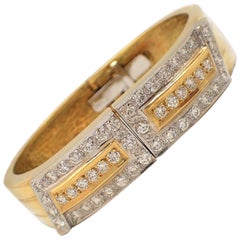 18 Karat Two-Tone Gold Diamond Cuff Bracelet