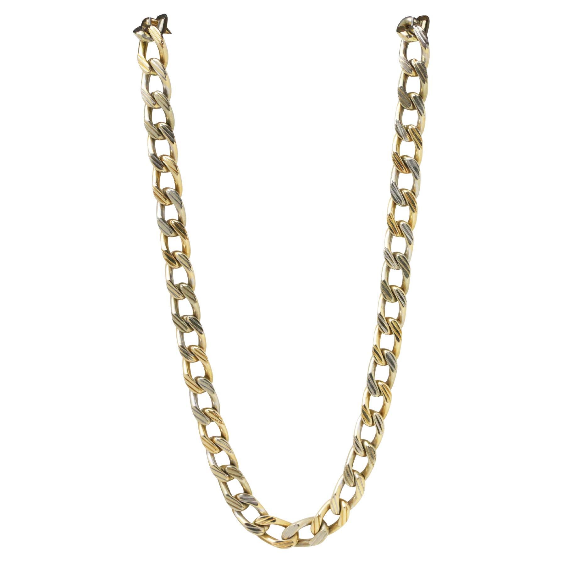 18 Karat Gold Byzantine Deco Link Necklace TwoToned For Sale at