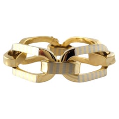 18 Karat Two Tone Gold Giuseppe Vesentini Lavanna Verona Link Bracelet #17917