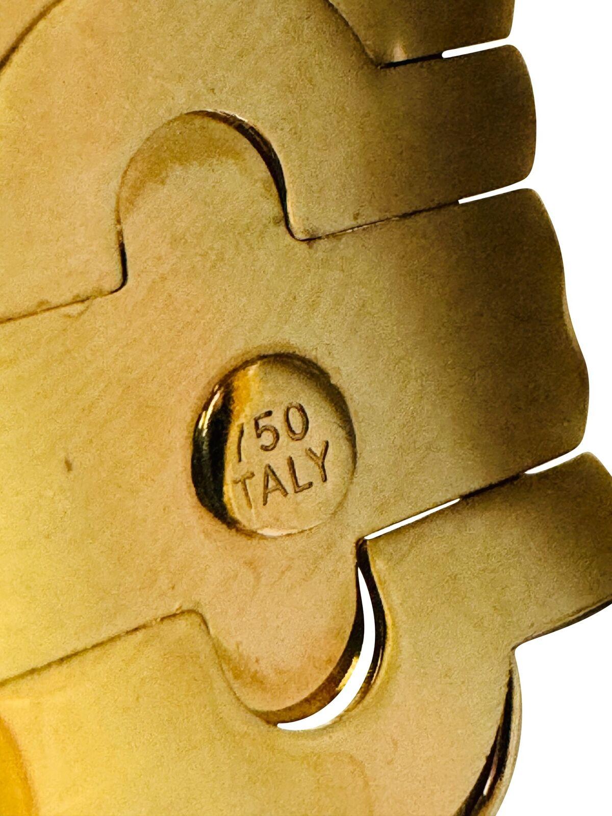 18 Karat Two Tone Gold Heavy Ladies Flex Cuff Bangle Italy 1