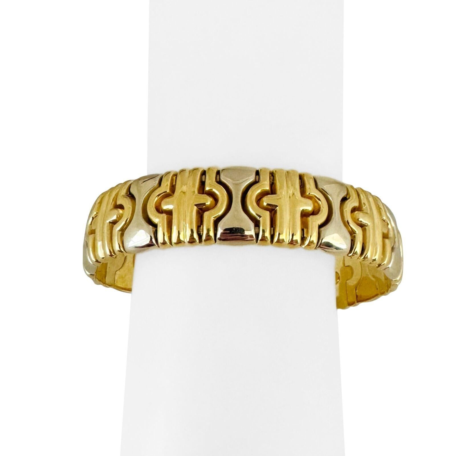 18 Karat Two Tone Gold Heavy Ladies Flex Cuff Bangle Italy 2