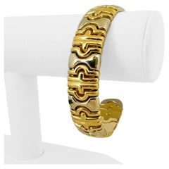 18 Karat Two Tone Gold Heavy Ladies Flex Cuff Bangle Italy