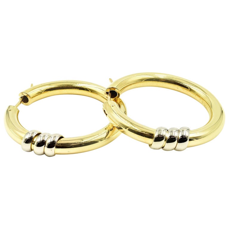 18k Gold Two-Tone Argo Hoop Earrings