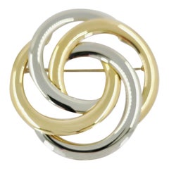 Large Two Tone Gold Swirl Brooch