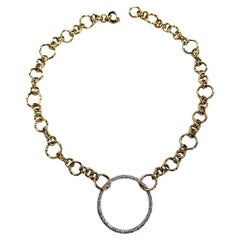 Collier en or bicolore 18 carats avec diamants en cercle ouvert 16".