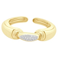 18 Karat Two-Tone Gold Pave Diamond Hinged Bangle