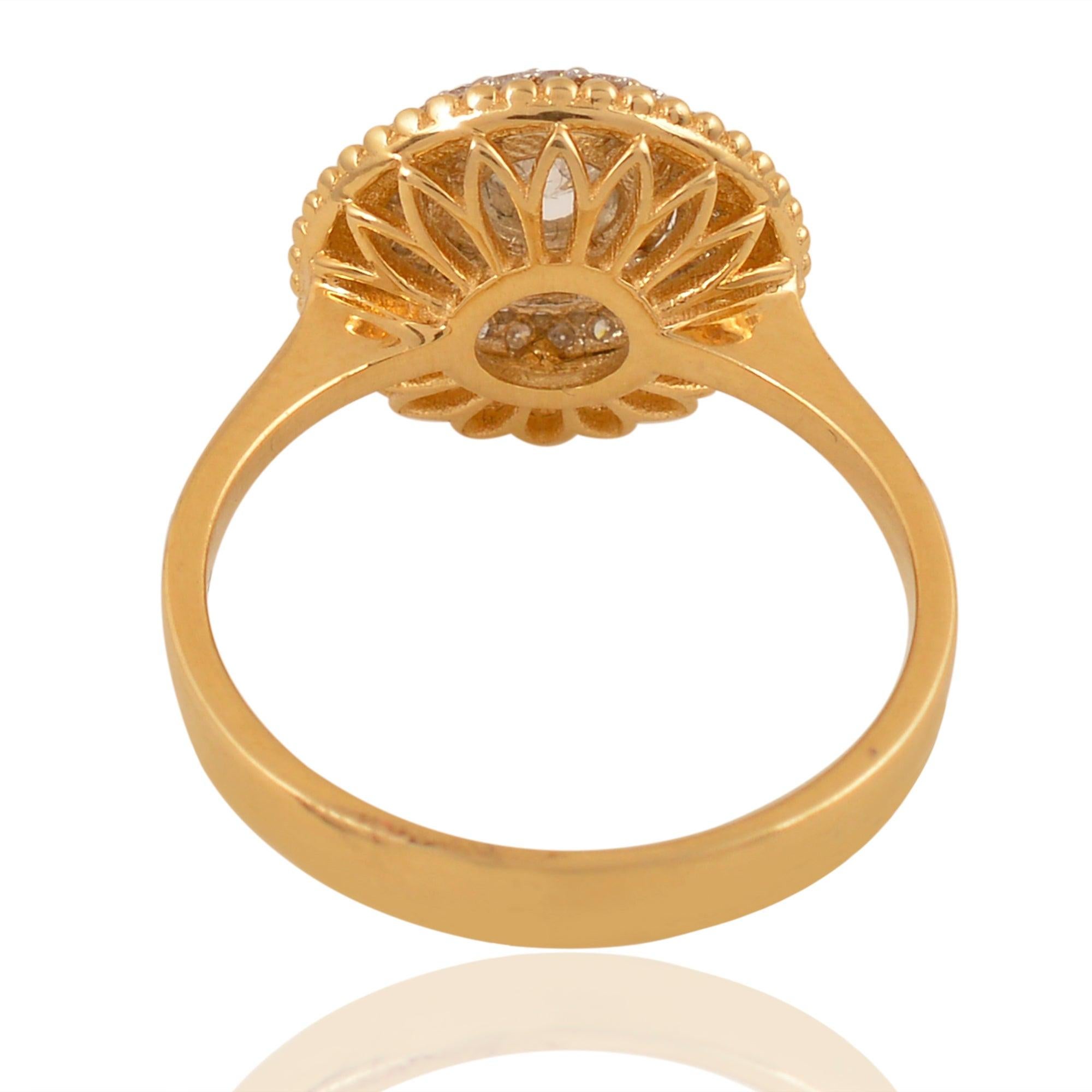 For Sale:  18 Karat Two-Tone Gold Round Diamond Ring 3