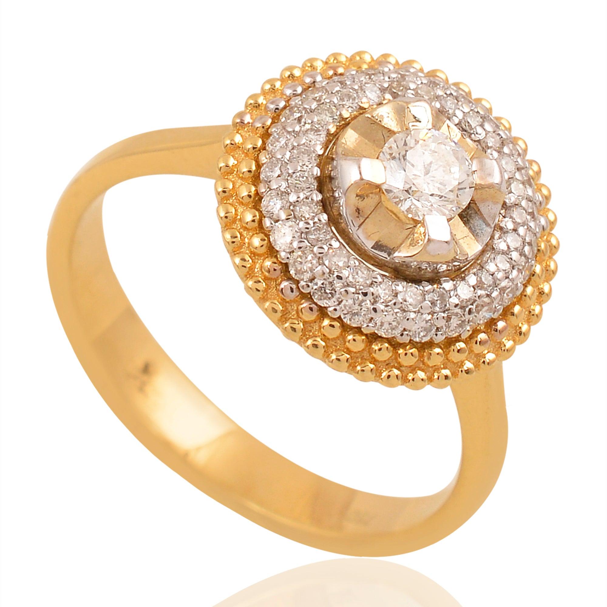 For Sale:  18 Karat Two-Tone Gold Round Diamond Ring 4