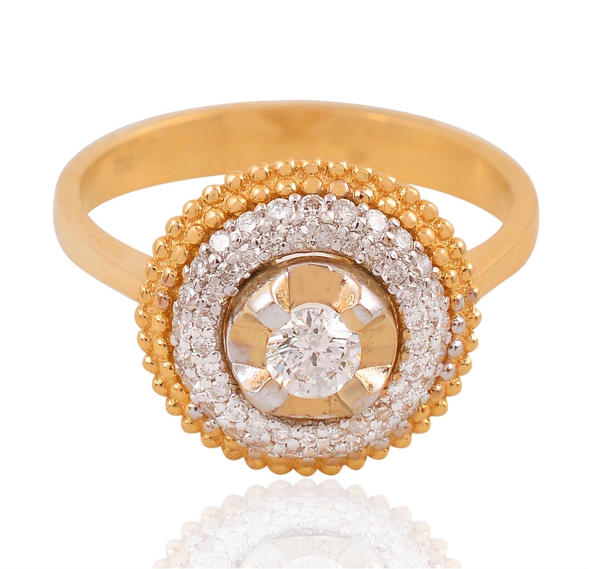 For Sale:  18 Karat Two-Tone Gold Round Diamond Ring 5