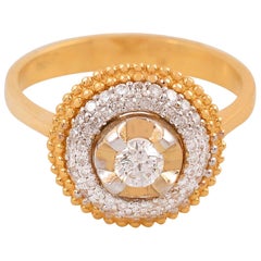 18 Karat Two-Tone Gold Round Diamond Ring