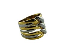 18 Karat Two-Tone Gold Wide Band Ring Size 6 #21166