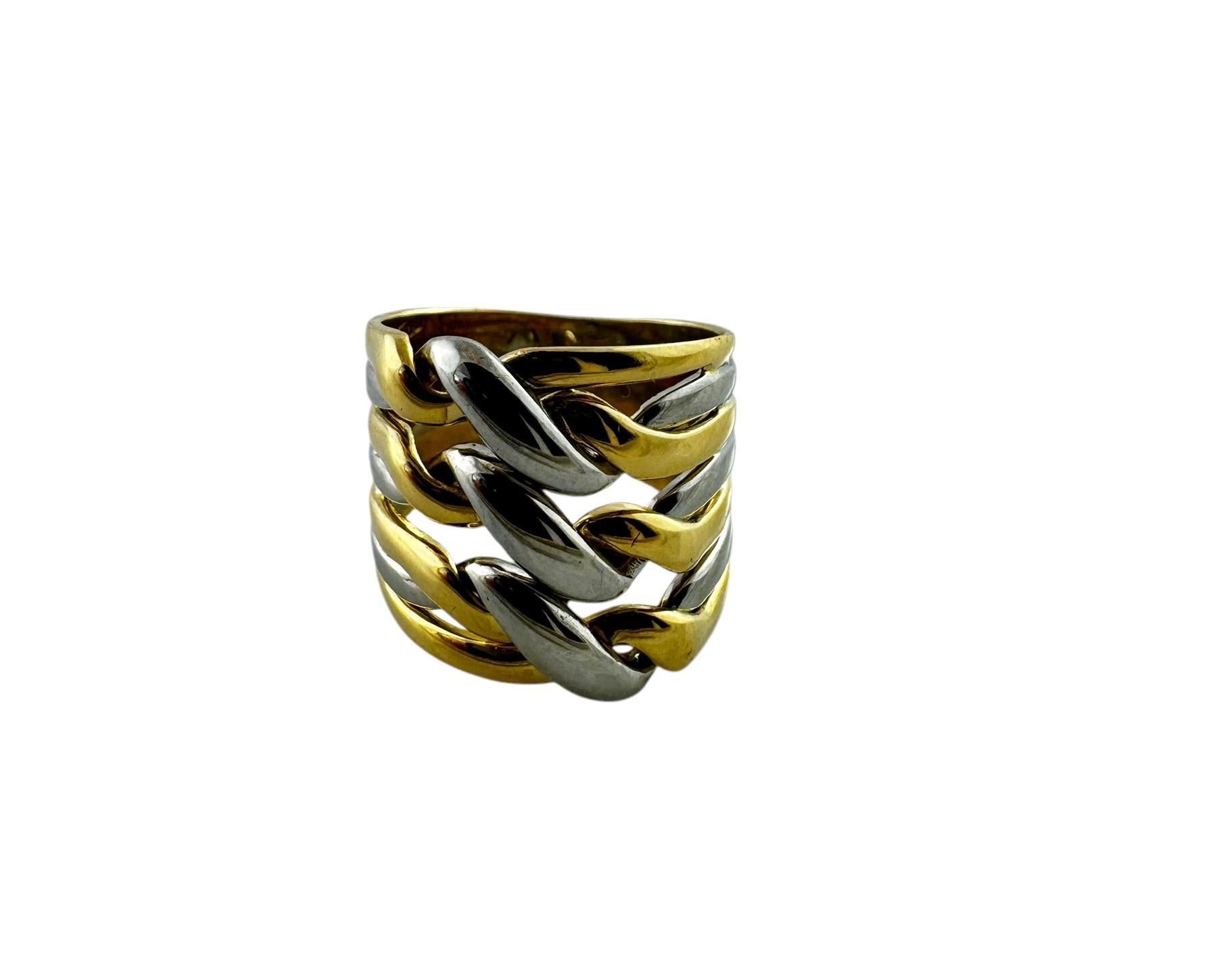 Anello a fascia larga in oro 18 carati bicolore misura 6 #21166 In condizioni buone in vendita a Washington Depot, CT