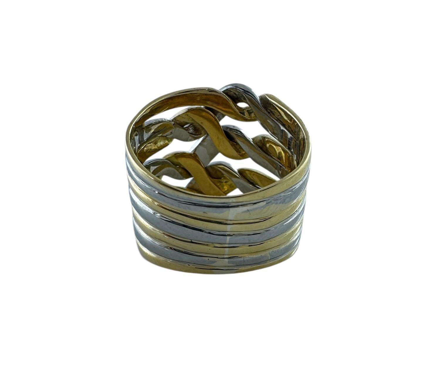 Anello a fascia larga in oro 18 carati bicolore misura 6 #21166 in vendita 1