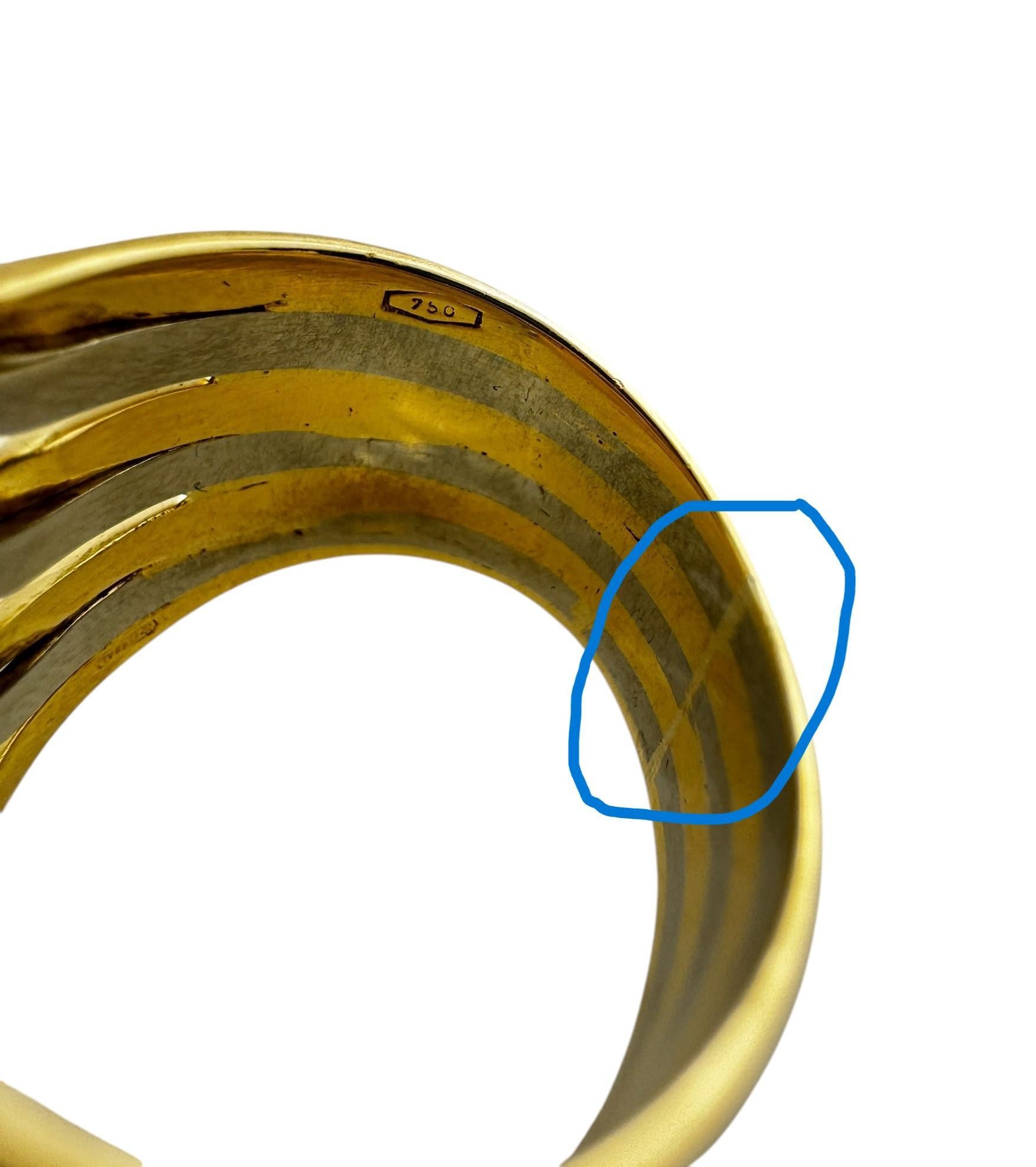 Anello a fascia larga in oro 18 carati bicolore misura 6 #21166 in vendita 2