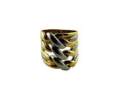 18 Karat Two-Tone Gold Wide Band Ring Size 6 #21166