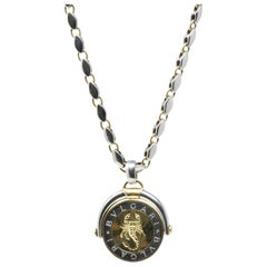 18 Karat Two-Tone Gold Zodiac Pendant Necklace, Bulgari with Original Pouch