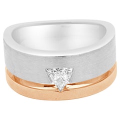 18 Karat Two Tone Interlude Trillion Cut Diamond Wedding Band