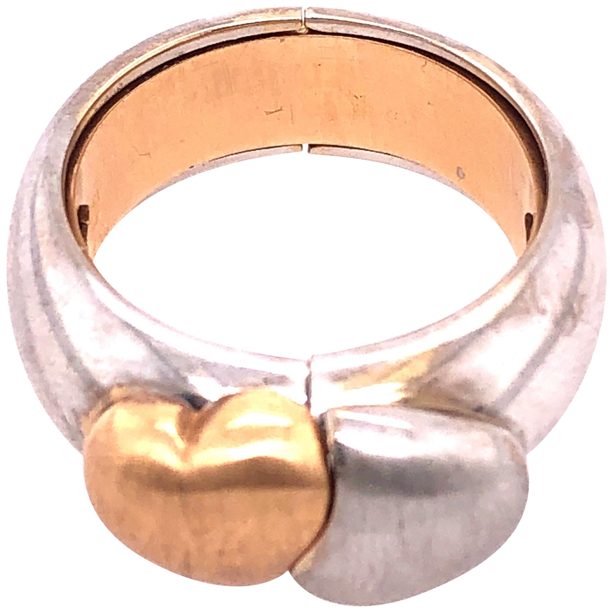 18 Karat Two-Tone Matte Gold Heart Fashion Ring