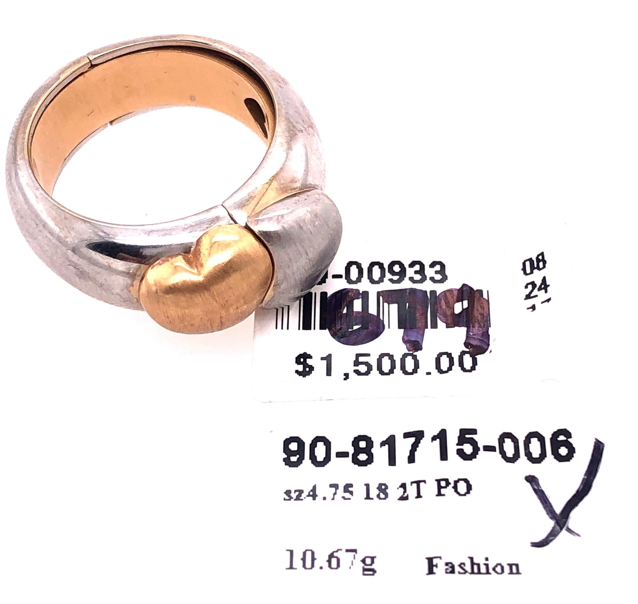 18 Karat Two-Tone Matte Gold Heart Fashion Ring For Sale 6