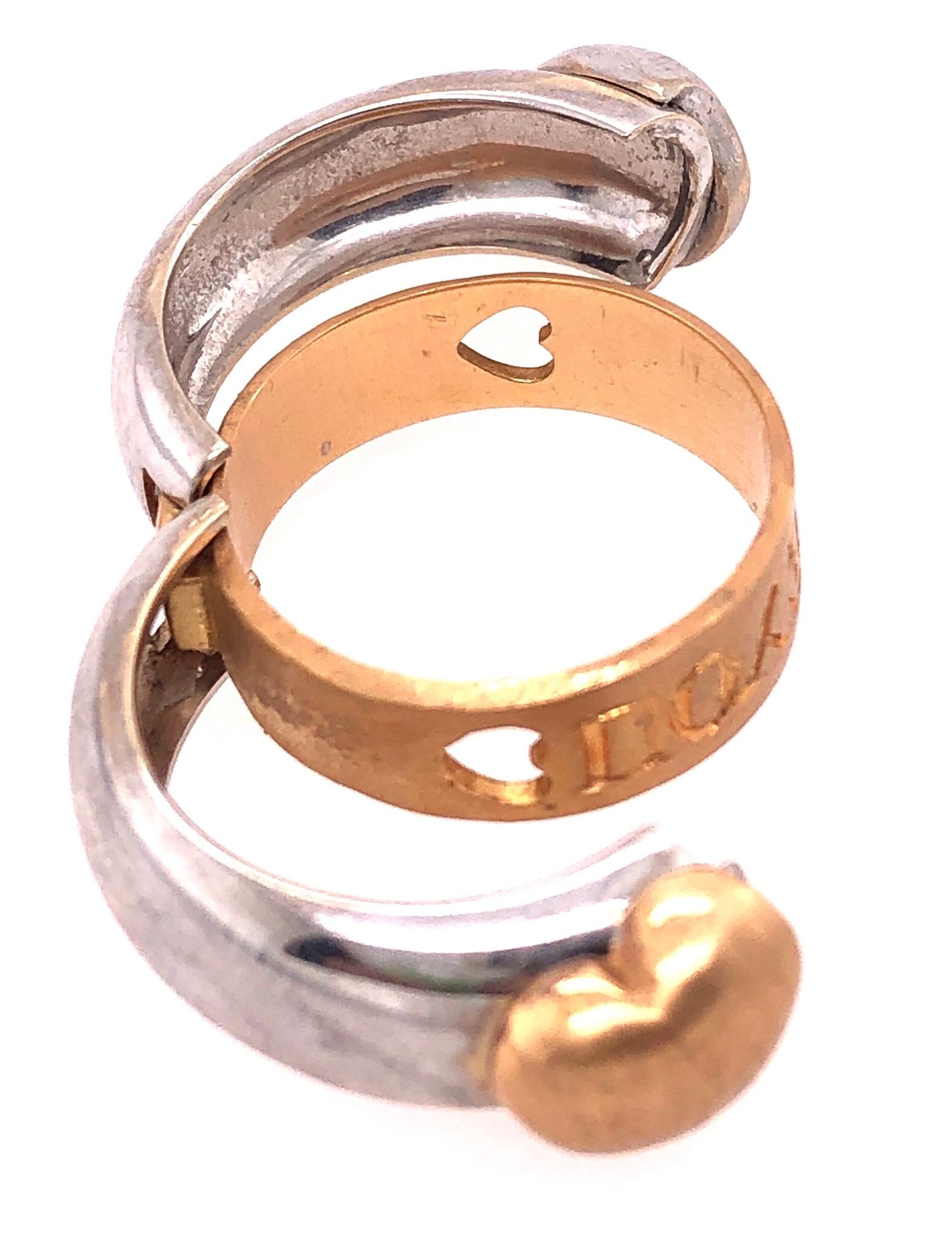 Anello moda cuore in oro opaco bicolore 18 carati in vendita 3