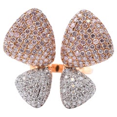 18 Karat Two Tone Pave Diamond Butterfly Ring
